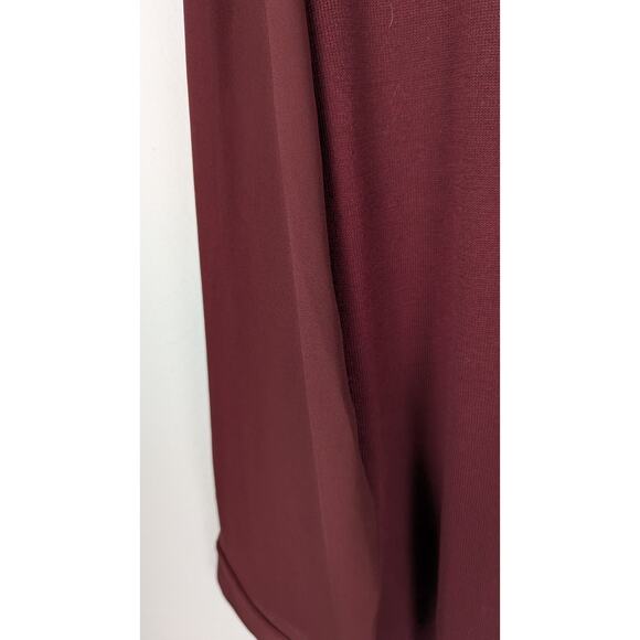 Loft sweater wine red L Semi Sheer cuffed 3/4 sleeves21"Bust 43" C back26"NWOT - Picture 2 of 9